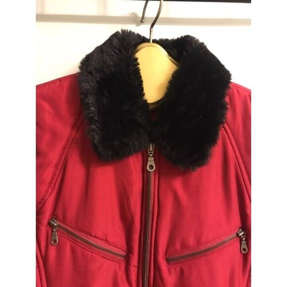 ND women’s full zipper Vest jacket  red sz mp sleeveless faux fur collar neck - Picture 5 of 7